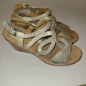 Boc Born Concept Womens Size 7 Sandals Geometric Shimmer Wedge Heel Cork Shoe